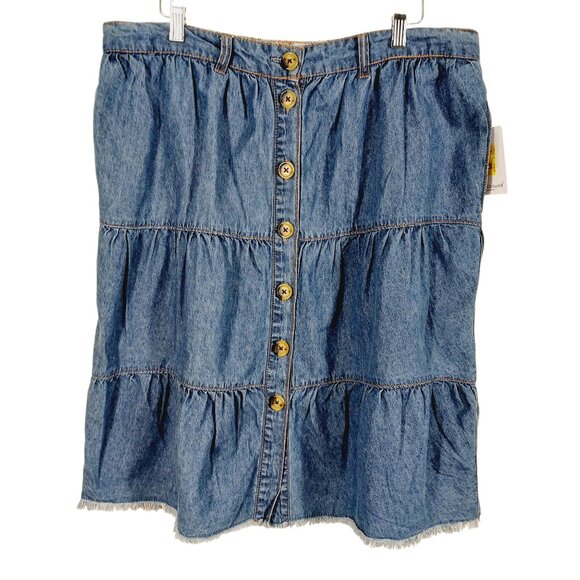 Westbound, NWT, Button Front Denim Tiered Skirt, Size PL, Country, Western - Picture 3 of 15